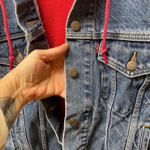 Levi’s Hybrid Denim Trucker Jacket & Hoodie Size L - Picture 4 of 12